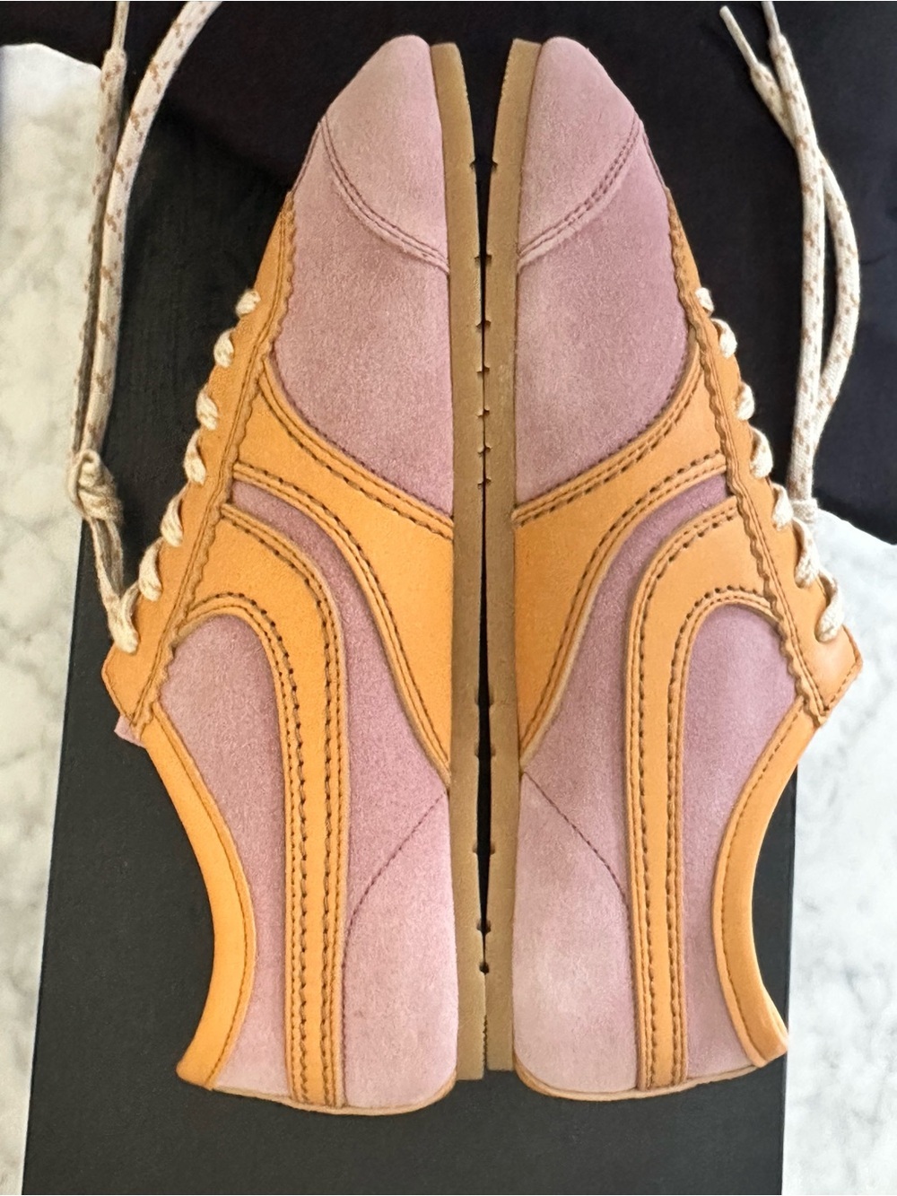 Dries Van Noten Leather-trimmed Suede Blush Yellow Low Top Sneakers 37 NWT - Picture 7 of 12